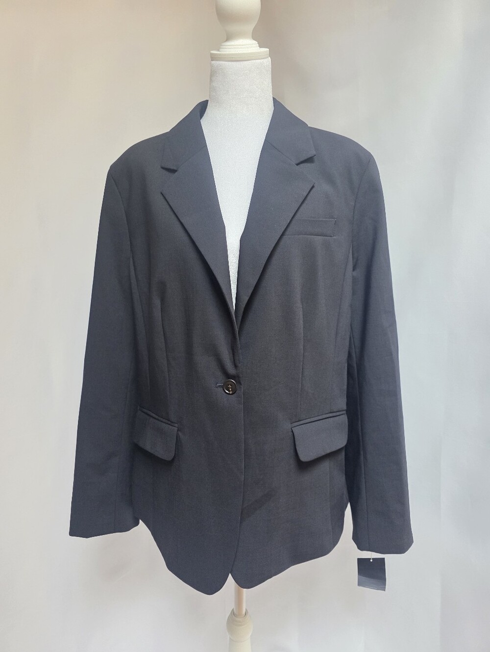Lands’ End Navy Blue Wool Blend Tailored Blazer Women’s Size 16 NWOT